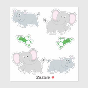 Safari Hippos und Elephants Aufkleber