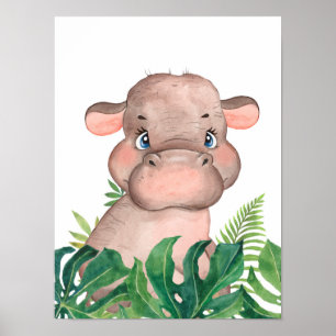Safari im Dschungel Baby-Nilpferd Poster