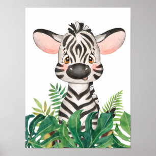 Safari im Dschungel Baby-Zebra-Plakat Poster