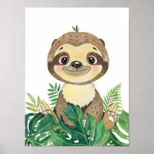 Safari im Dschungel Babyfaultier Poster