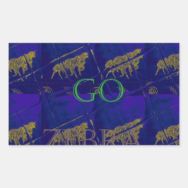 Safari Inspiriert Freude: Französisch Blau "Let's  Rechteckiger Aufkleber (Vorderseite)