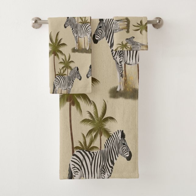 Safari Inspiriert Zebras & Palms Badetuch Set (Insitu)