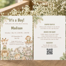 Safari It's a Boy Alles-in-einem-Baby-Party-Einlad