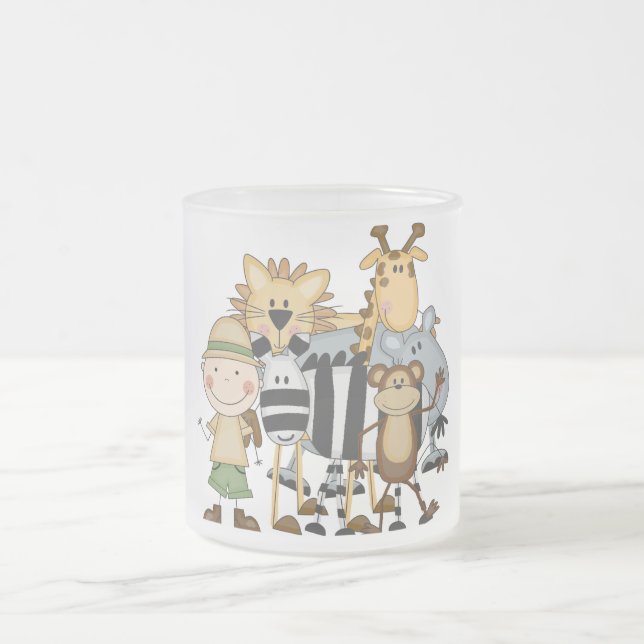 Safari-Jungen-T-Shirts und Geschenke Mattglastasse (Mittel)