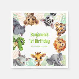 Safari Jungle Animal Child's 1. Geburtstag Party Serviette