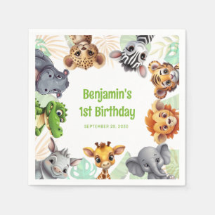 Safari Jungle Animal Child's 1. Geburtstag Party Serviette