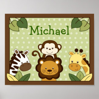 Safari Jungle Animal Kinderzimmer Wall Art Name Pr Poster