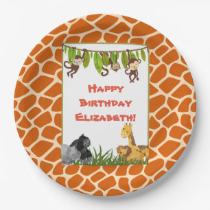 Safari Jungle Animal Theme Happy Birthday Pappteller