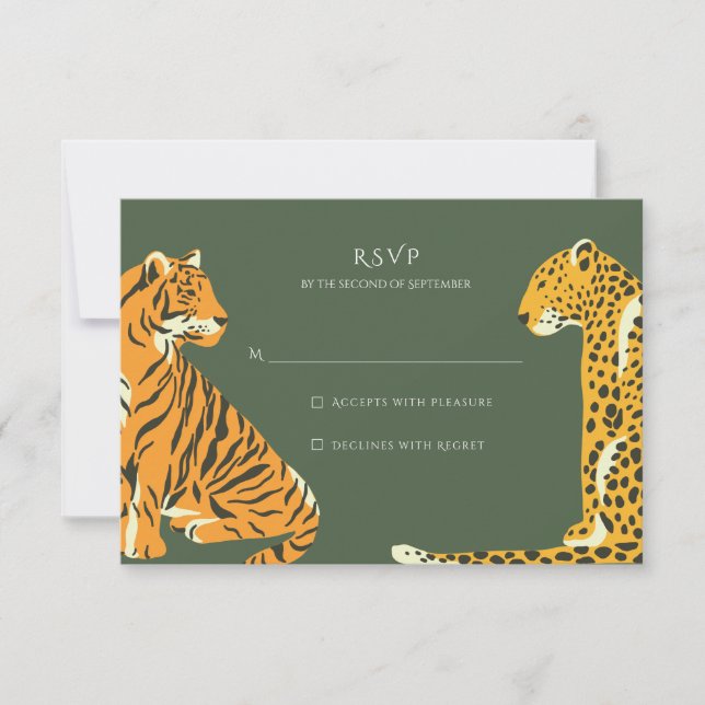 Safari Jungle Animal Wedding RSVP (Vorderseite)