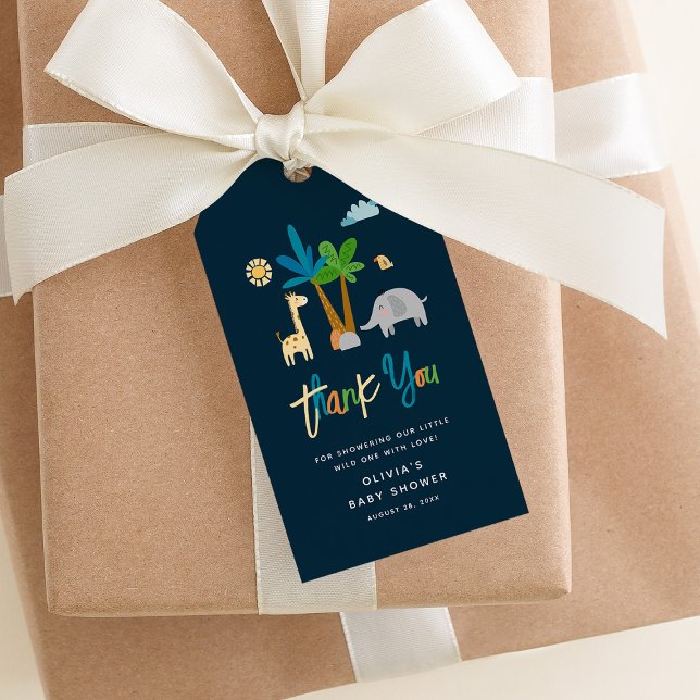 Safari Jungle Animal Wild One Baby Shower Gefallen Geschenkanhänger (Von Creator hochgeladen)
