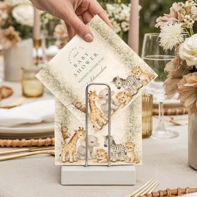 Safari Jungle Animals Arch Baby Shower Serviette (Von Creator hochgeladen)