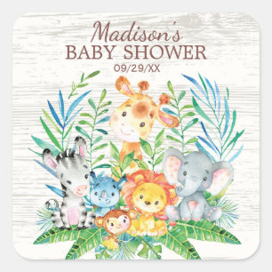 Safari Jungle Animals Baby Dusche Gefallen Sticker