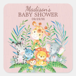 Safari Jungle Animals Baby Dusche Gefallen Sticker