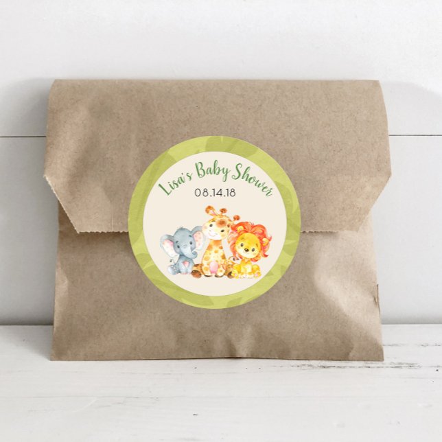 Safari Jungle Animals Baby Dusche Gefallen Sticker (Von Creator hochgeladen)
