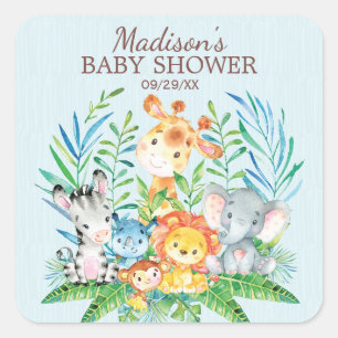 Safari Jungle Animals Baby Dusche Gefallen Sticker