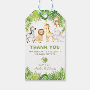 Safari Jungle Animals Baby Shower Boy Green Forest Geschenkanhänger