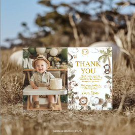 Safari Jungle Animals Birthday Party Photo Dankeskarte