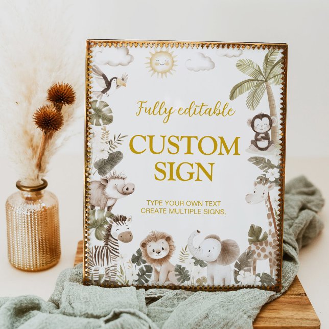 Safari Jungle Animals Birthday Table Sign Poster (Von Creator hochgeladen)