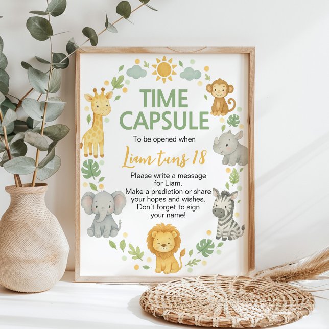 Safari Jungle Animals Birthday Time Capsule Sign Poster (Von Creator hochgeladen)