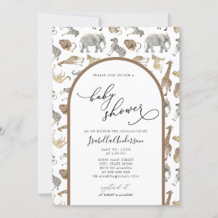 Safari Jungle Animals Boho Arch Baby Dusche Einladung