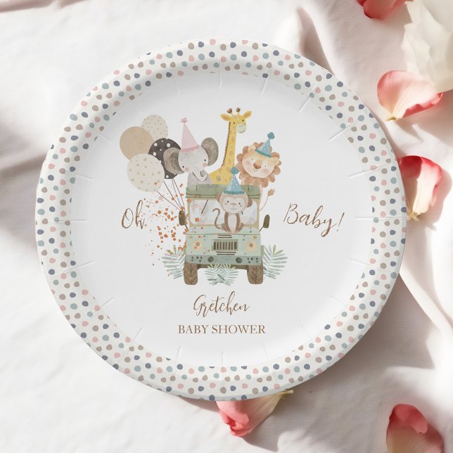 Safari Jungle Animals Boho Baby Dusche Pappteller (Von Creator hochgeladen)