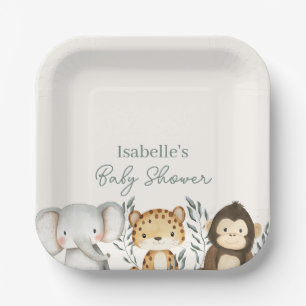Safari Jungle Animals Boy Baby Dusche Pappteller