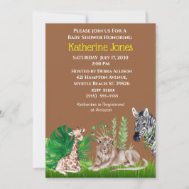 Safari Jungle Animals Boy Baby Shower Einladung