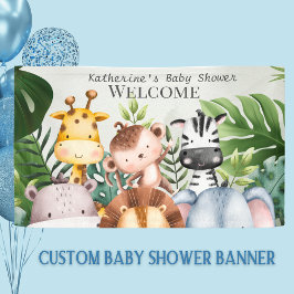 Safari Jungle Animals Boy Tropical Baby Dusche Banner