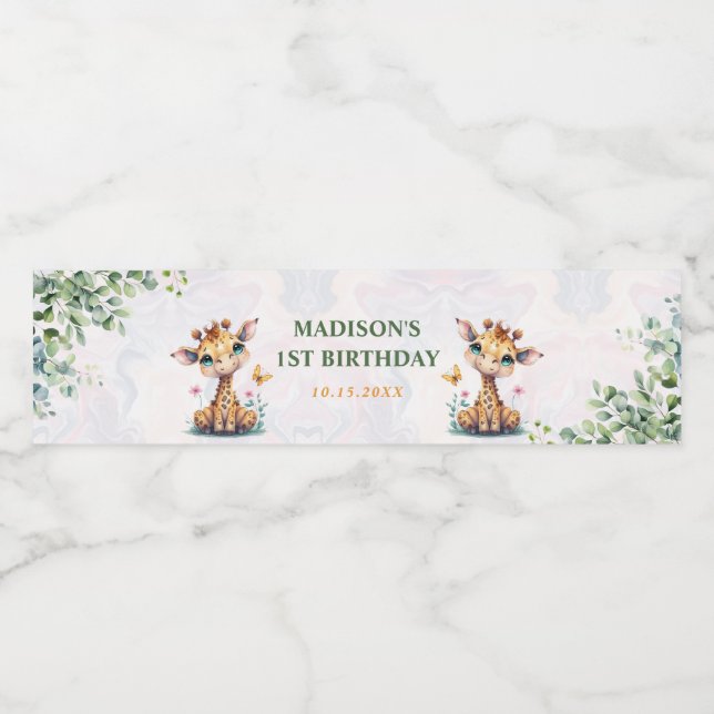 Safari Jungle Animals Geburtstag Wasserflaschenetikett (Einzelnes Label)