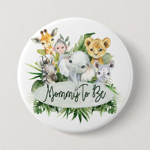Safari Jungle Animals Mommy Baby Dusche Button