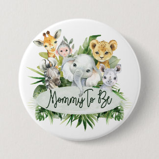 Safari Jungle Animals Mommy Baby Dusche Button