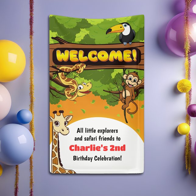 Safari Jungle Animals Niedliche Geburtstag Party W Banner (Von Creator hochgeladen)