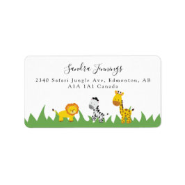 Safari Jungle Animals Script Niedlich Baby Dusche Adressaufkleber