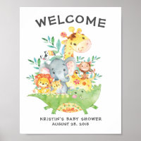 Safari Jungle Animals Welcome Baby Shower Poster