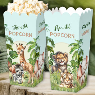 Safari Jungle Animals Wild 1. Geburtstag Popcorn Geschenkschachtel