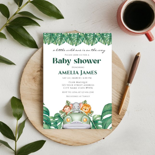 Safari Jungle Animals Wild Ein Junge Babydusche Einladung (Von Creator hochgeladen)