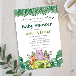 Safari Jungle Animals Wild Ein Junge Babydusche Einladung