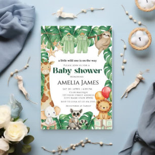 Safari Jungle Animals Wild Ein Junge Babydusche Einladung