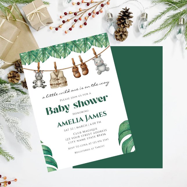 Safari Jungle Animals Wild Ein Junge Babydusche Einladung (Von Creator hochgeladen)