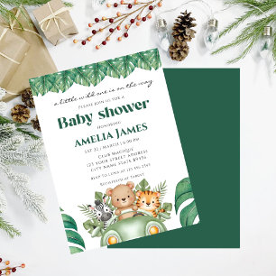 Safari Jungle Animals Wild Ein Junge Babydusche Einladung