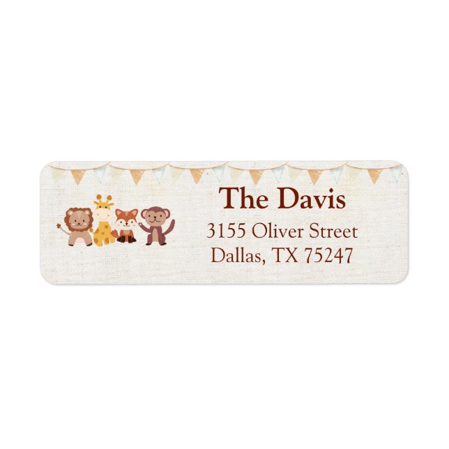 Safari Jungle Animes: Rücksendeadresse (Vorne)