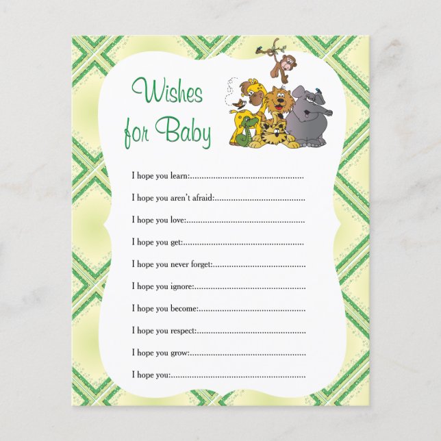 Safari Jungle Baby Animals - Wünsche Flyer (Vorne)