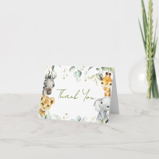 Safari Jungle Baby Dusche Danke Karte (Vorderseite)
