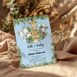 Safari Jungle Baby Dusche Einladung - Süße Tier