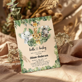 Safari Jungle Baby Dusche Einladung - Süße Tier