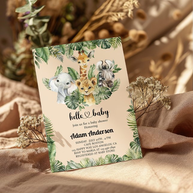 Safari Jungle Baby Dusche Einladung - Süße Tier (Von Creator hochgeladen)