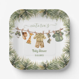 Safari Jungle Baby Dusche Wäscheleine Pappteller