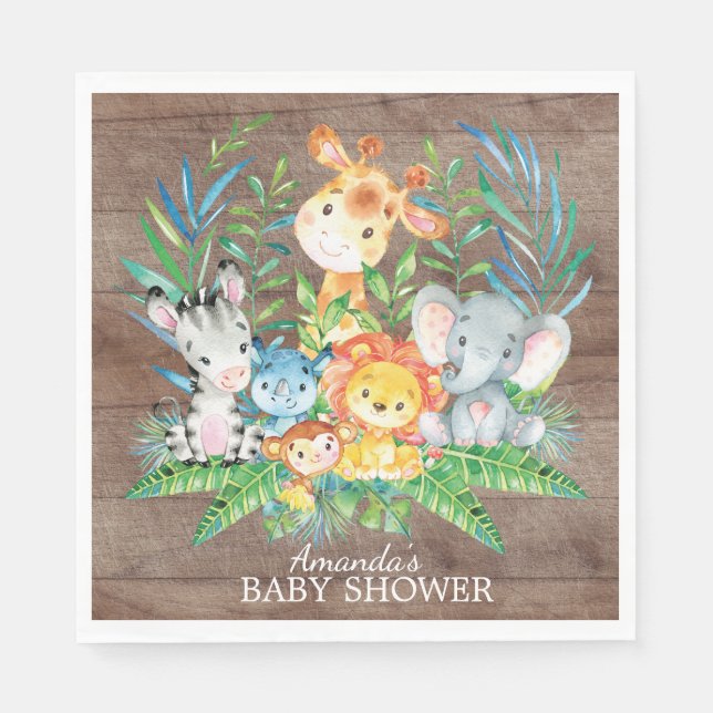Safari Jungle Baby Duschpapier Napkins Serviette (Vorderseite)