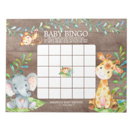 Safari Jungle Baby Shooter Bingo Game Notepad Notizblock