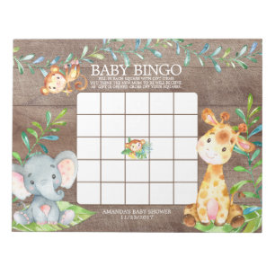 Safari Jungle Baby Shooter Bingo Game Notepad Notizblock